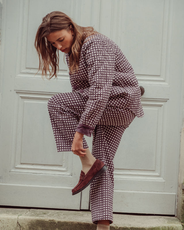 PANTALON BURDEOS VICHY