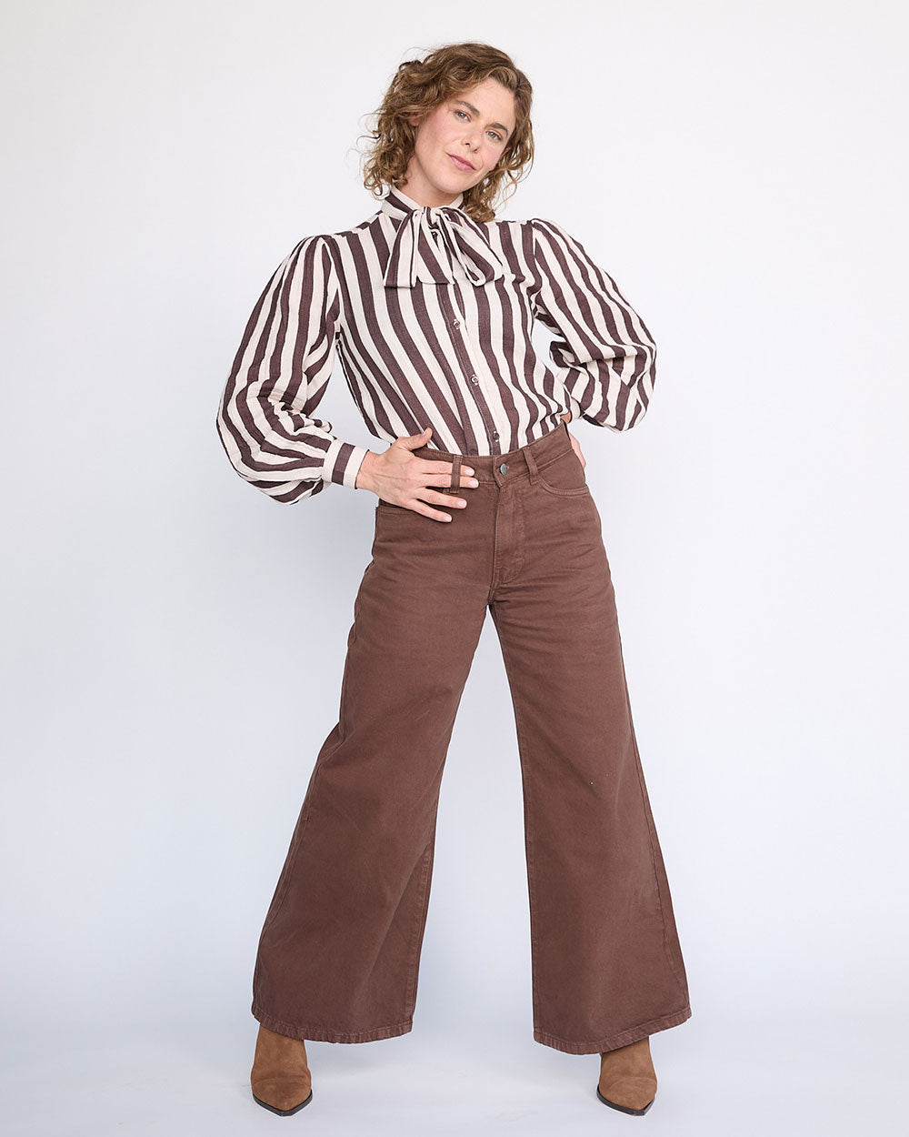 BLUSA MOSS COFFE BEIGE STRIPES