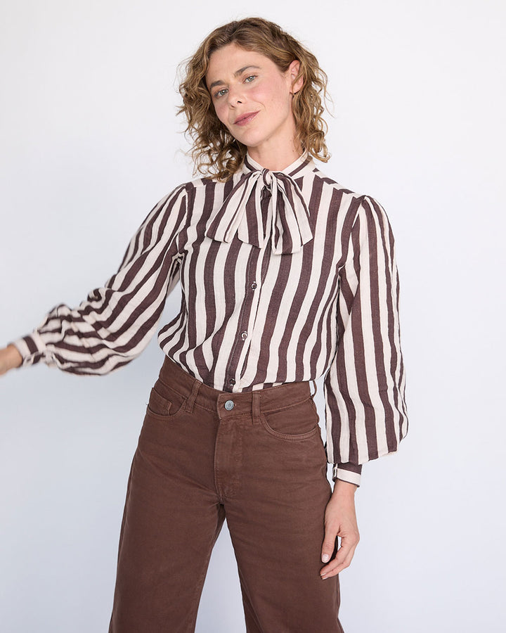 BLUSA MOSS COFFE BEIGE STRIPES