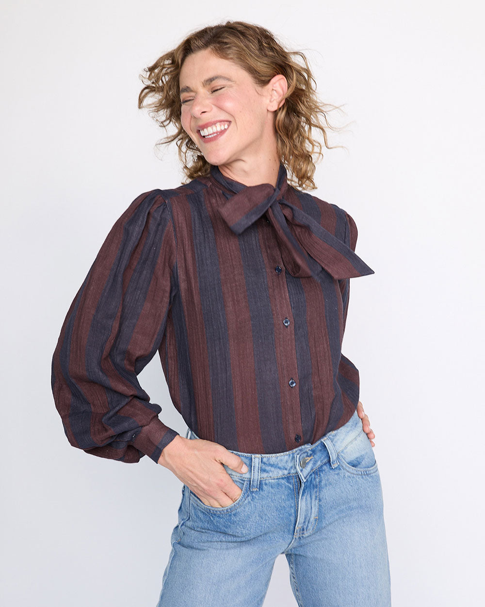 BLUSA MOSS NAVY RED STRIPES