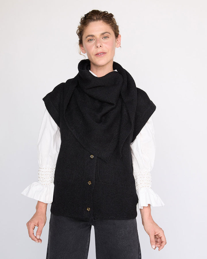 CHALECO SABINE NEGRO CON MANTA DESMONTABLE