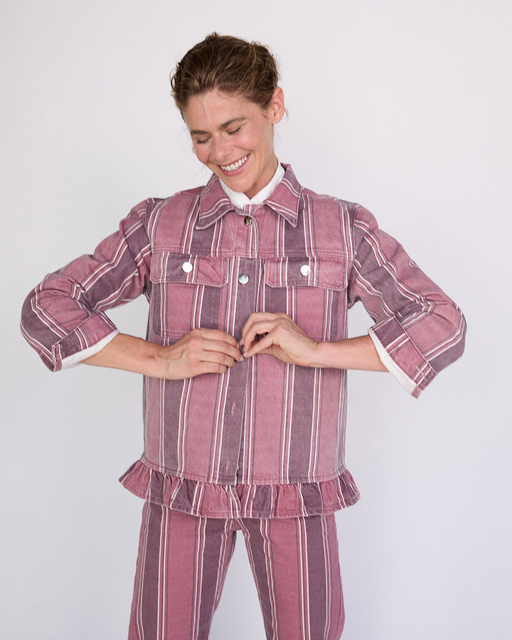 CHAQUETA MAREN BURGUNDY STRIPES