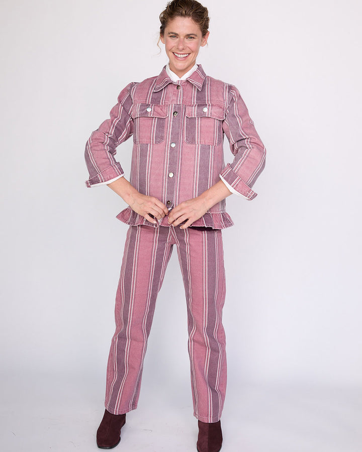 CHAQUETA MAREN BURGUNDY STRIPES