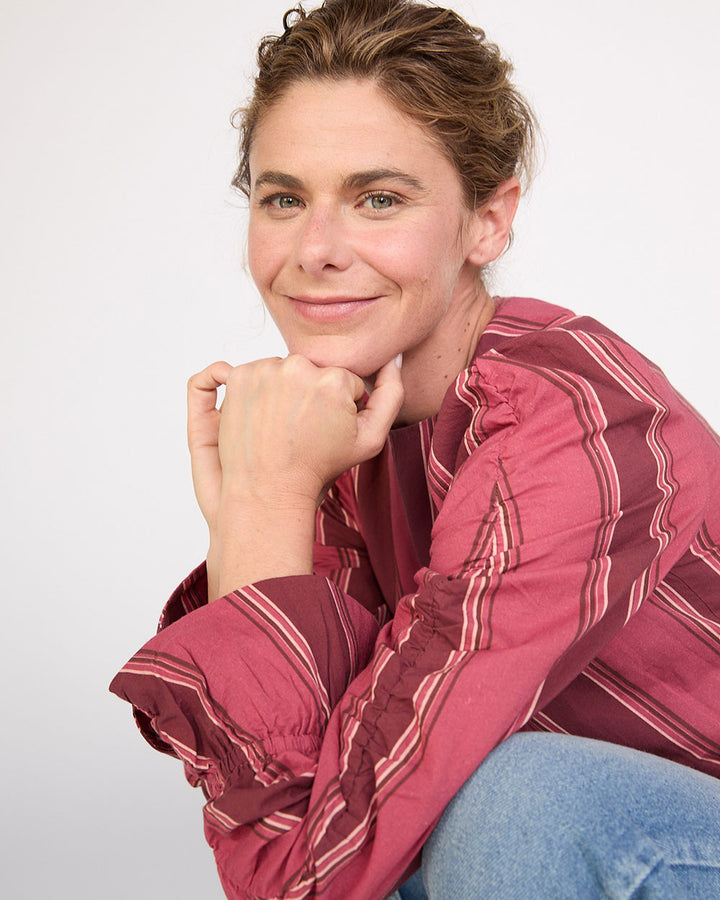 BLUSA NUME BURGUNDY STRIPES