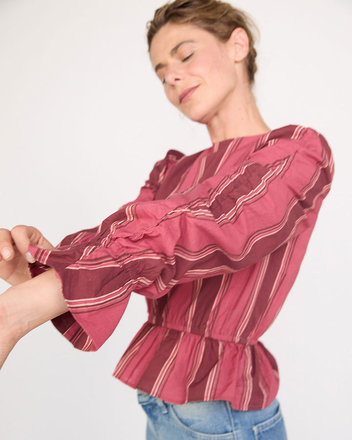 BLUSA NUME BURGUNDY STRIPES