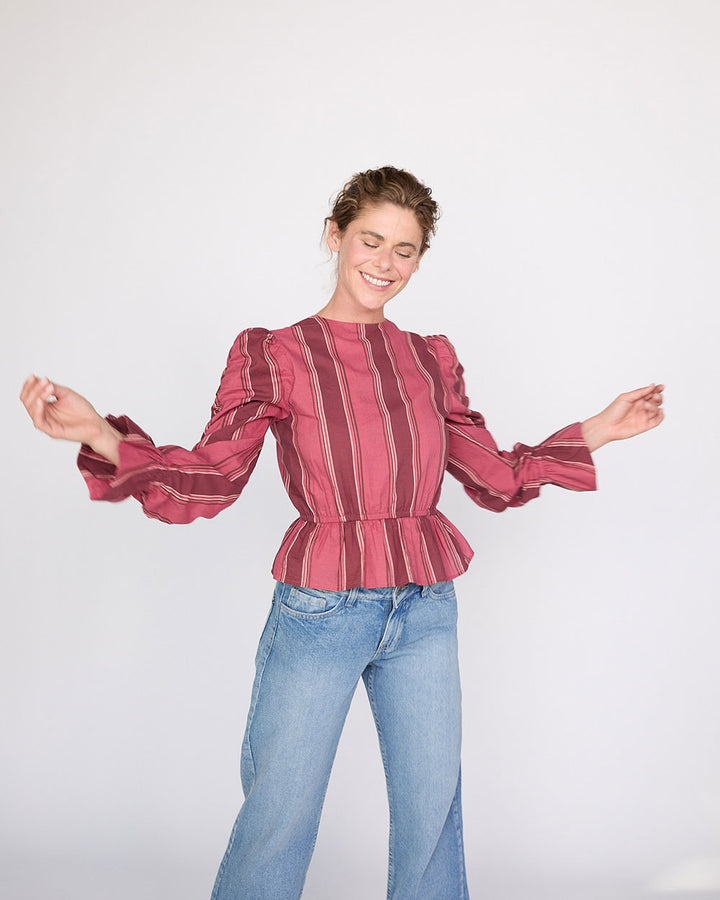 BLUSA NUME BURGUNDY STRIPES