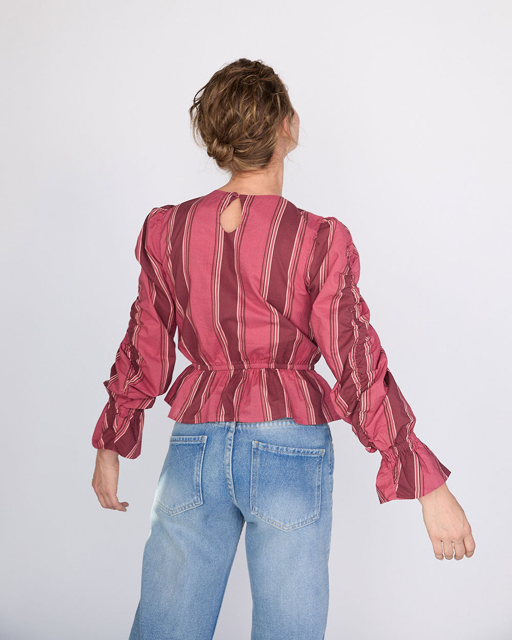 BLUSA NUME BURGUNDY STRIPES