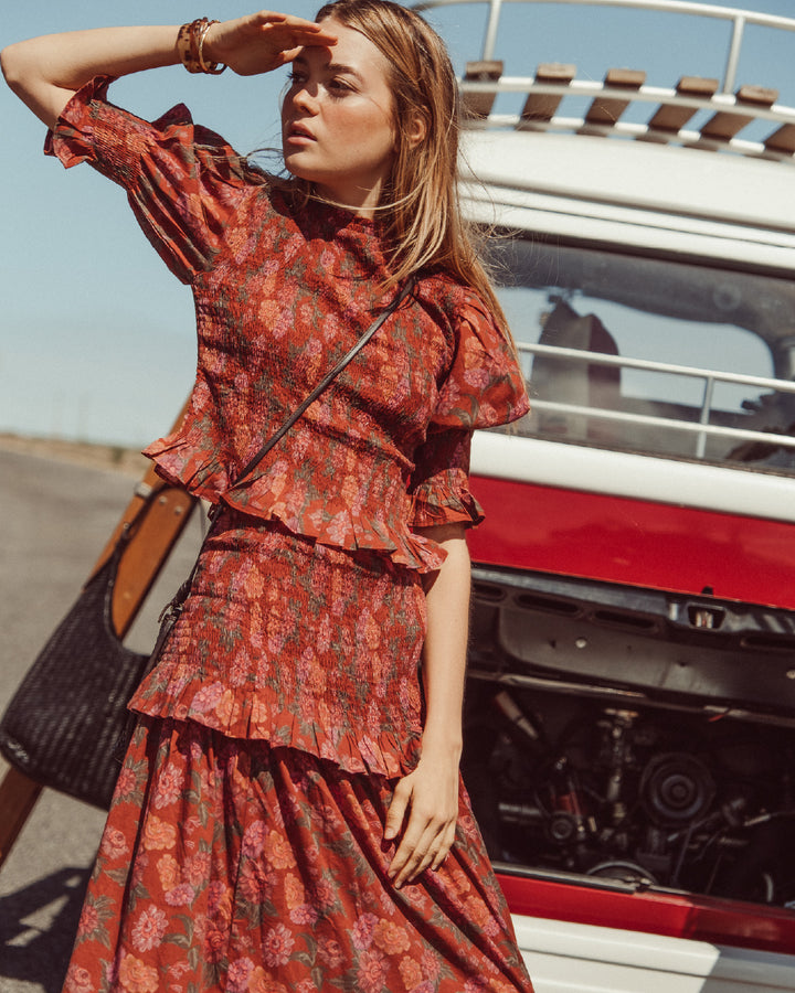 FALDA STRADA RED FLOWERS