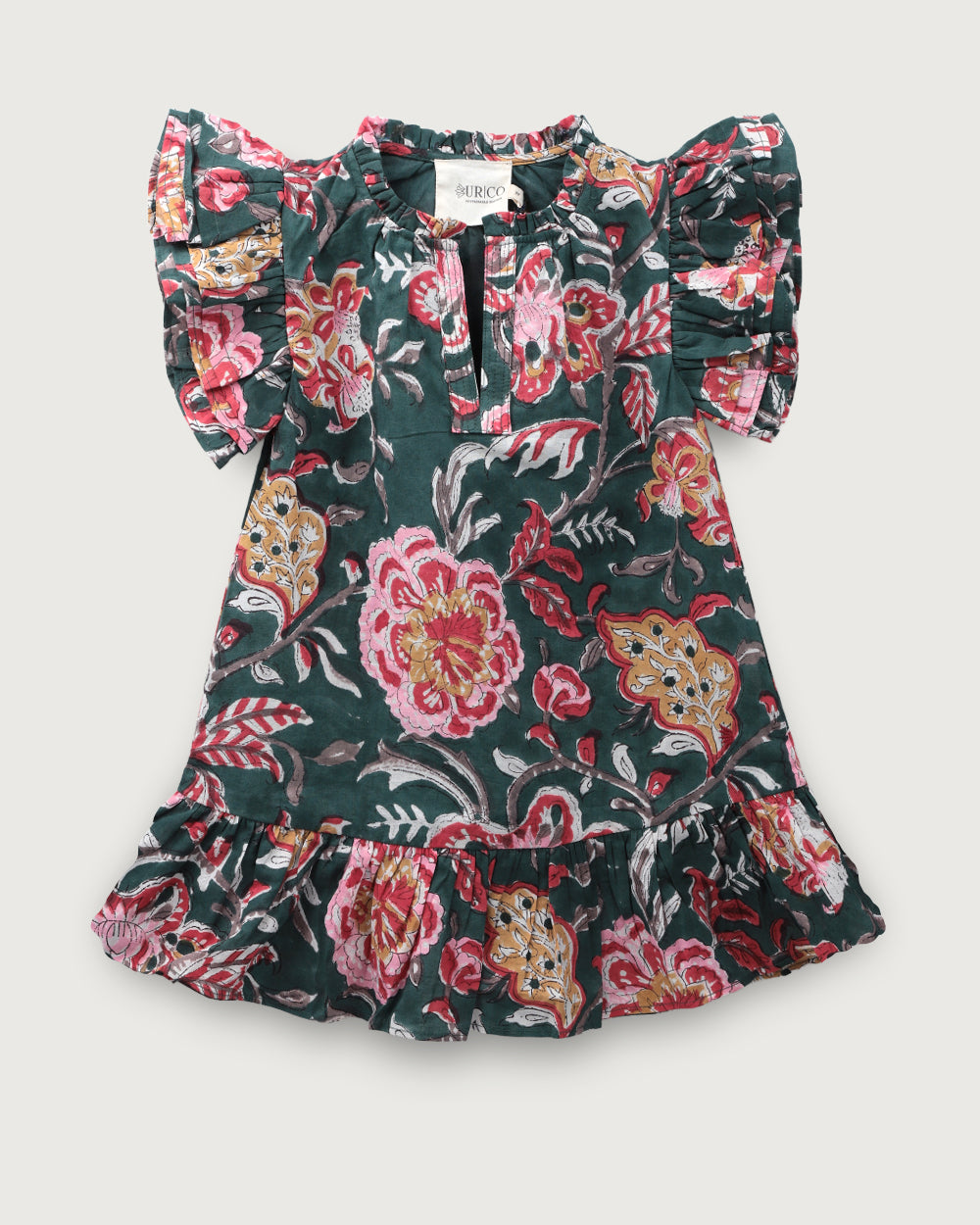 VESTIDO ANGELE PETROL BLUE FLOWERS PETIT