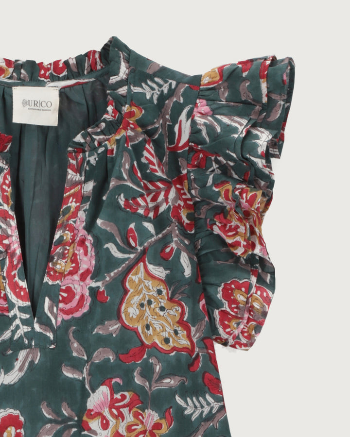 VESTIDO ANGELE PETROL FLOWERS