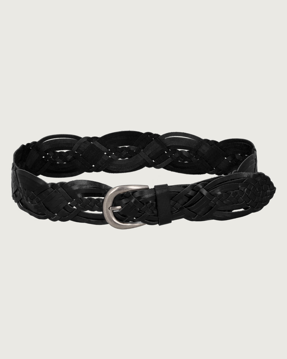 CINTURON ARETHA TRENZADO BLACK SILVER