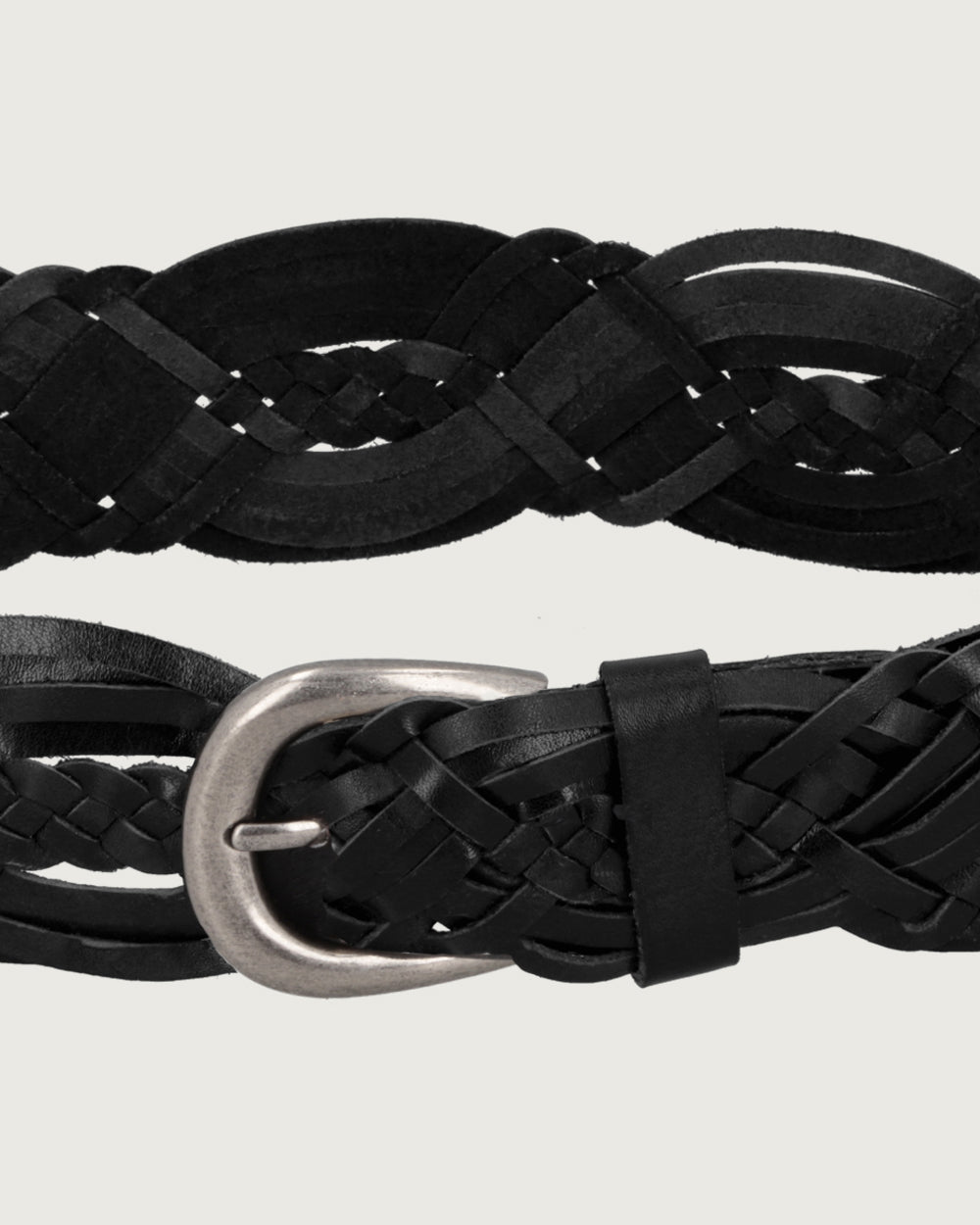 CINTURON ARETHA TRENZADO BLACK SILVER
