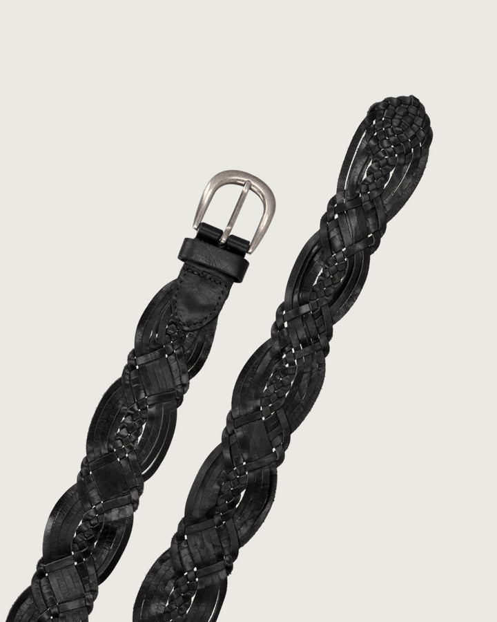 CINTURON ARETHA TRENZADO BLACK SILVER
