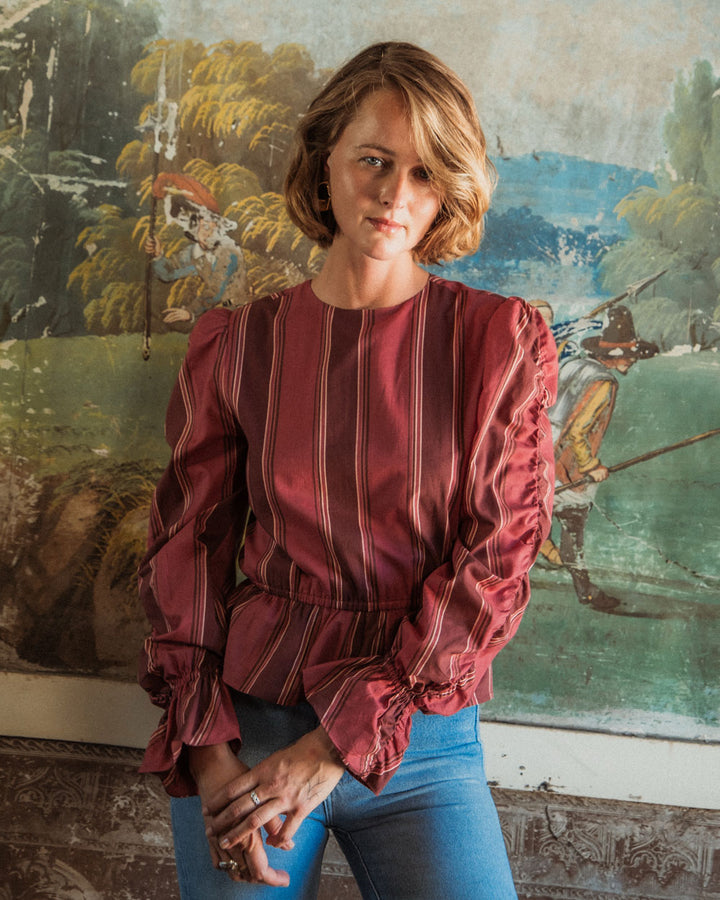 BLUSA NUME BURGUNDY STRIPES