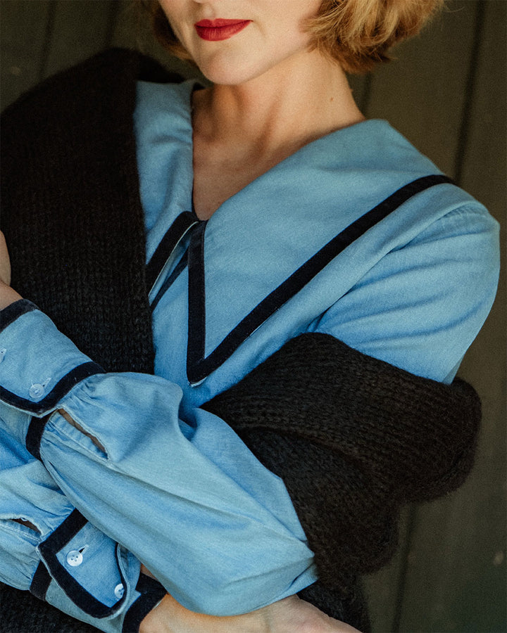 BLUSA ZOLA DENIM VELVET STRIPES