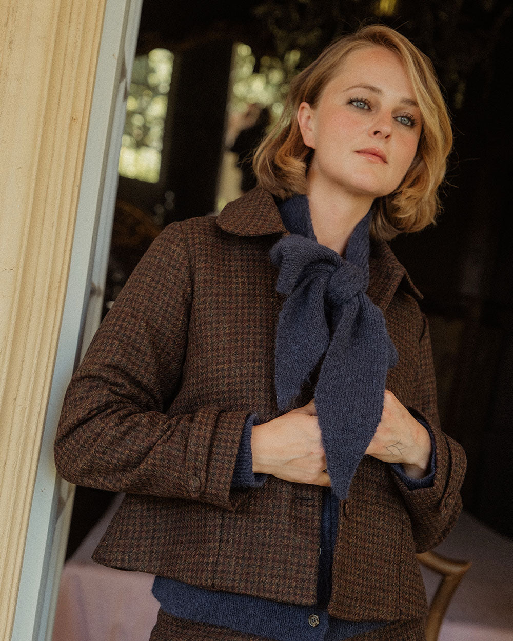 CHAQUETA ZANI LANA BROWN CHECKS