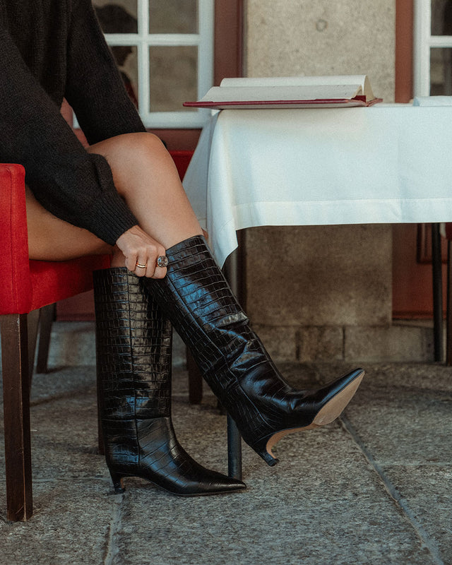 BOTA MIRA NEGRO CROCO