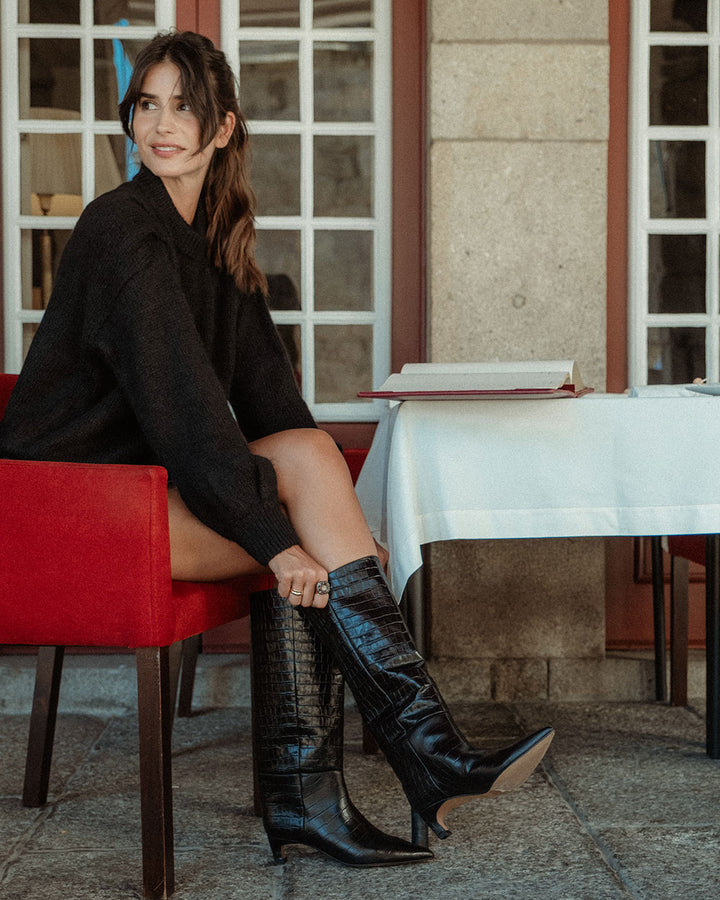 BOTA MIRA NEGRO CROCO