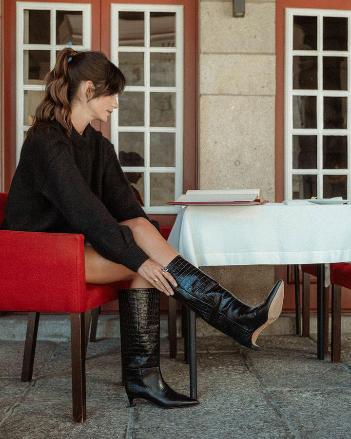 BOTA MIRA NEGRO CROCO