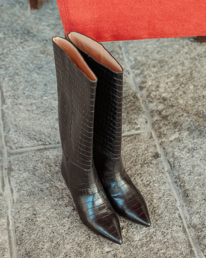 BOTA MIRA NEGRO CROCO
