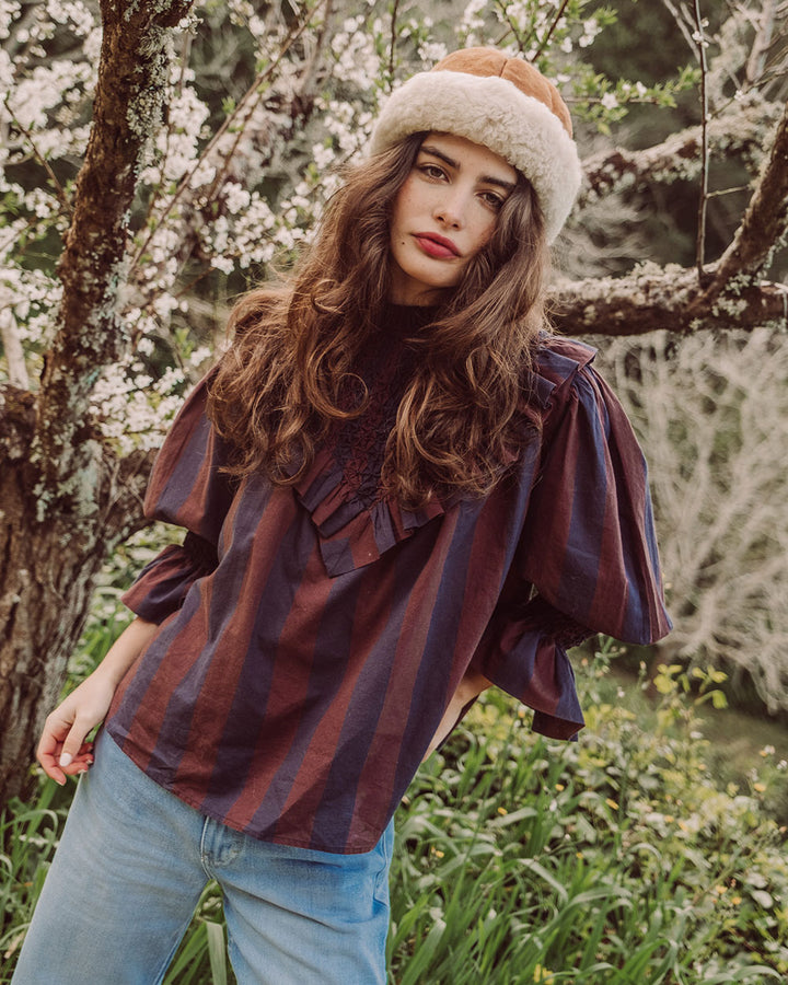 BLUSA ZAYA NAVY COFFEE