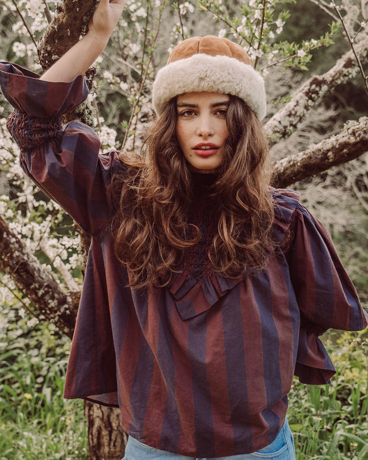BLUSA ZAYA NAVY COFFEE