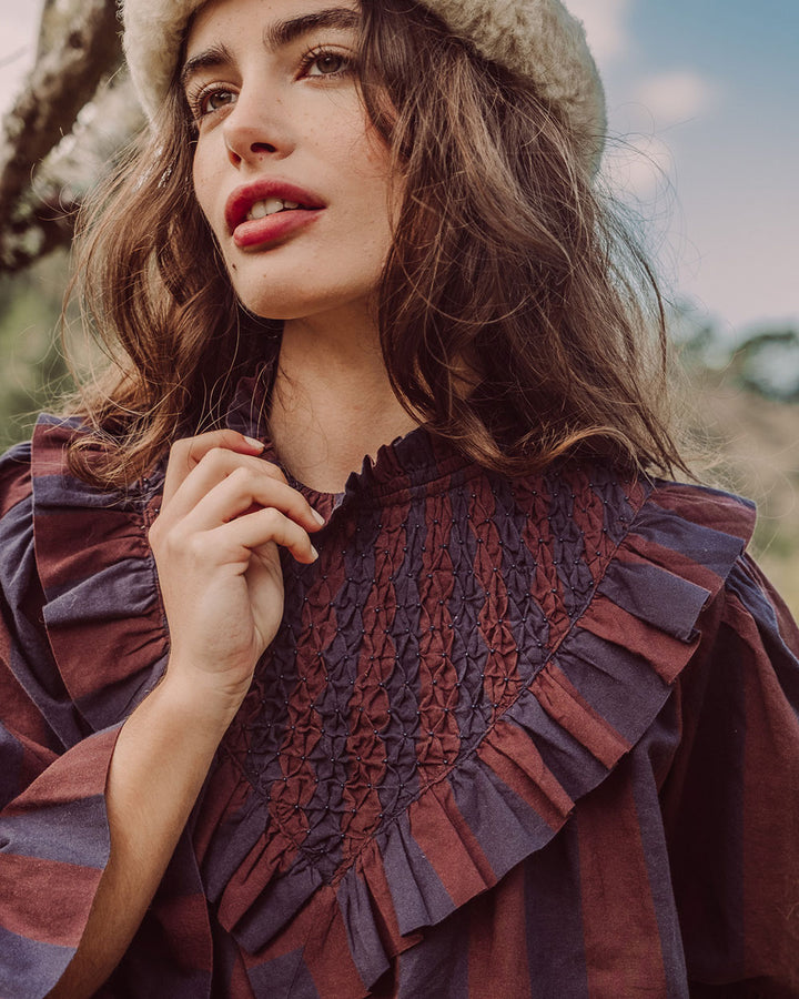 BLUSA ZAYA NAVY COFFEE