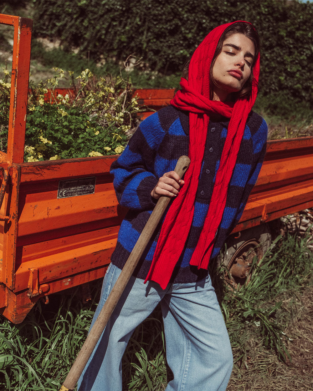 CHALECO OTTAVIA RAYAS AZUL