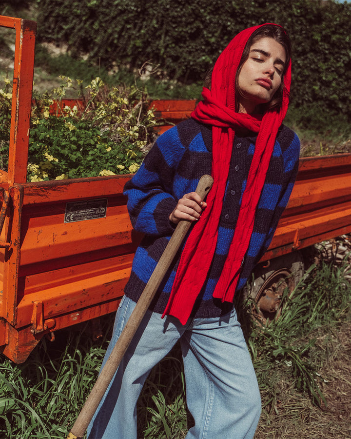 CHALECO OTTAVIA RAYAS AZUL