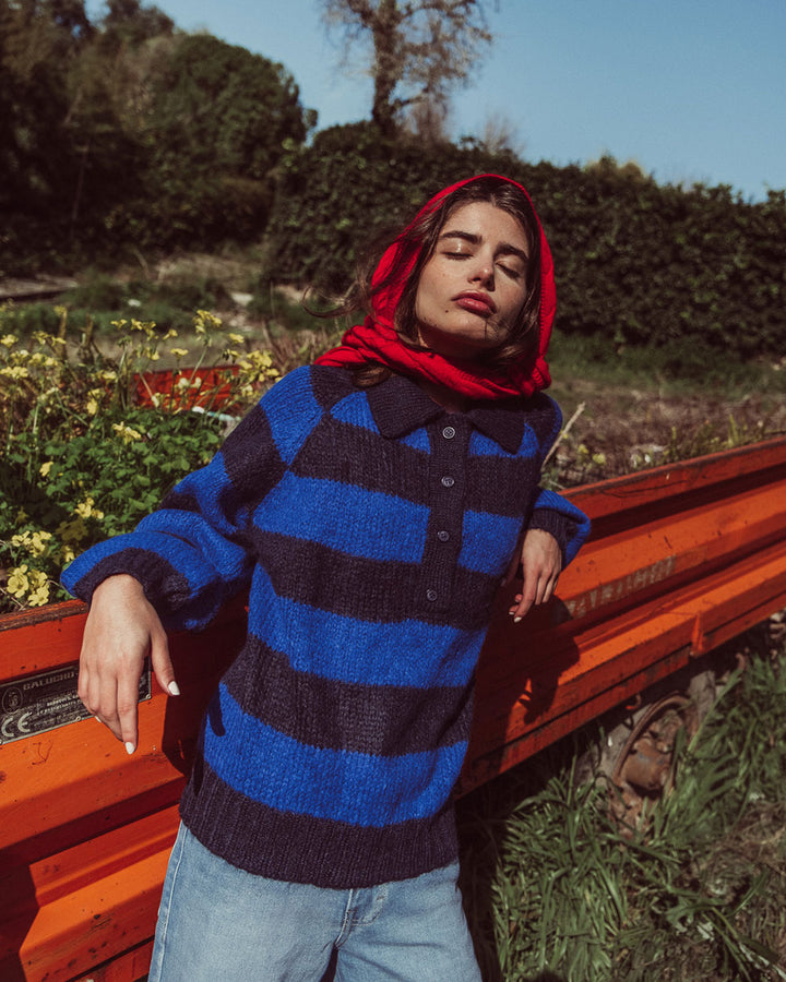 CHALECO OTTAVIA RAYAS AZUL