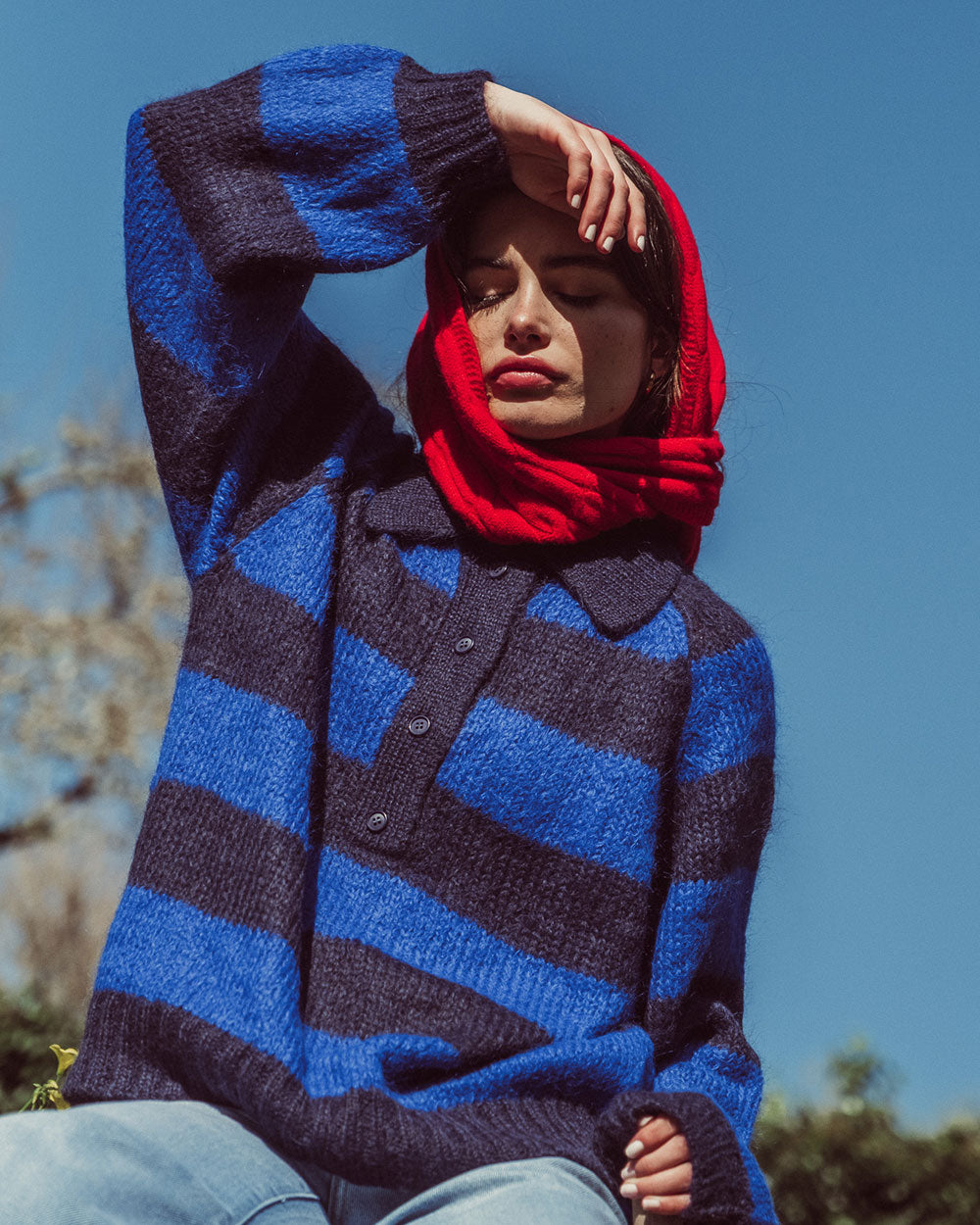 CHALECO OTTAVIA RAYAS AZUL