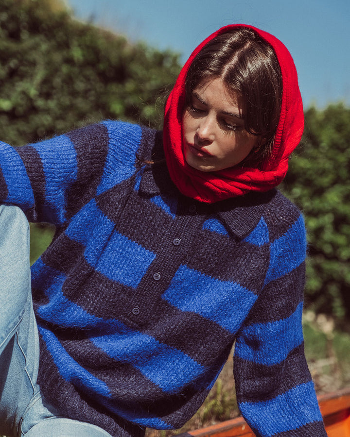 CHALECO OTTAVIA RAYAS AZUL