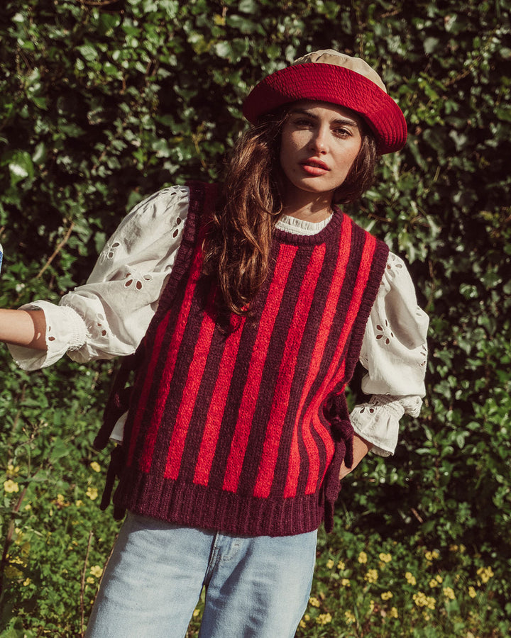 CHALECO ESME RAYAS VINO