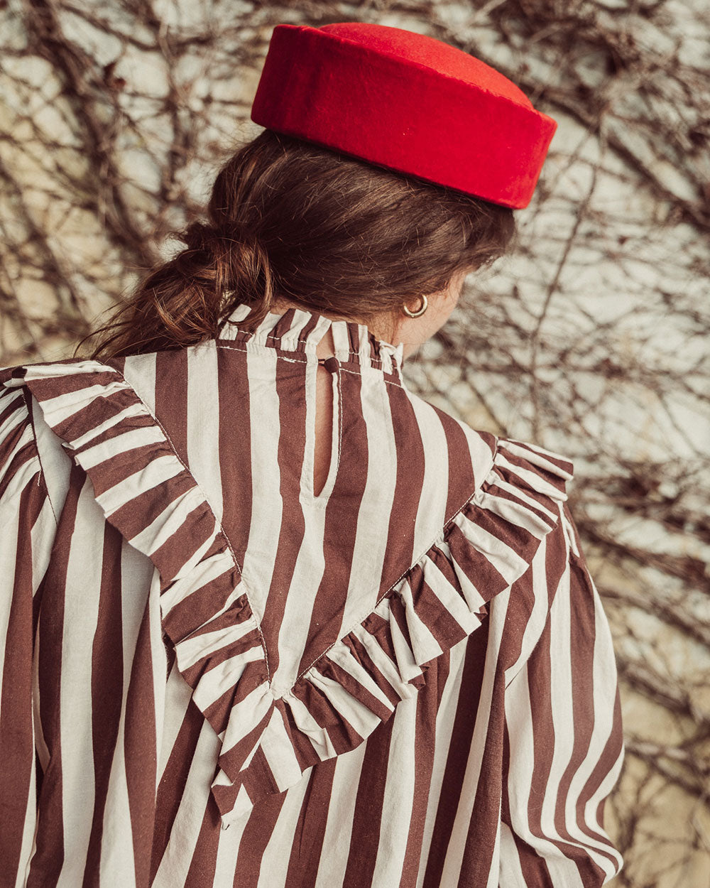 BLUSA ZAYA COFFEE BEIGE STRIPES PREVENTA