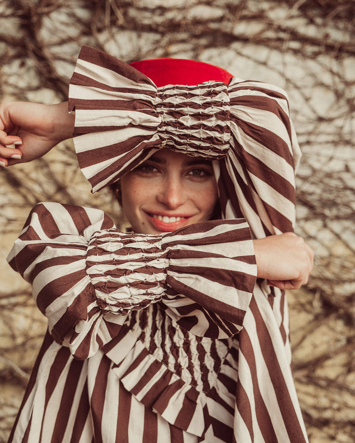 BLUSA ZAYA COFFEE BEIGE STRIPES PREVENTA