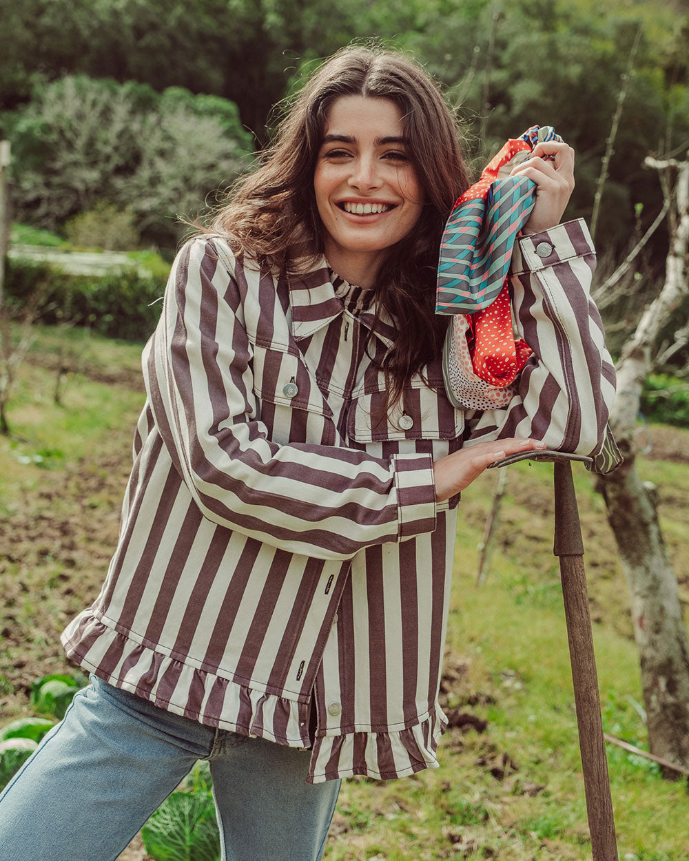 CHAQUETA MAREN COFFE STRIPES