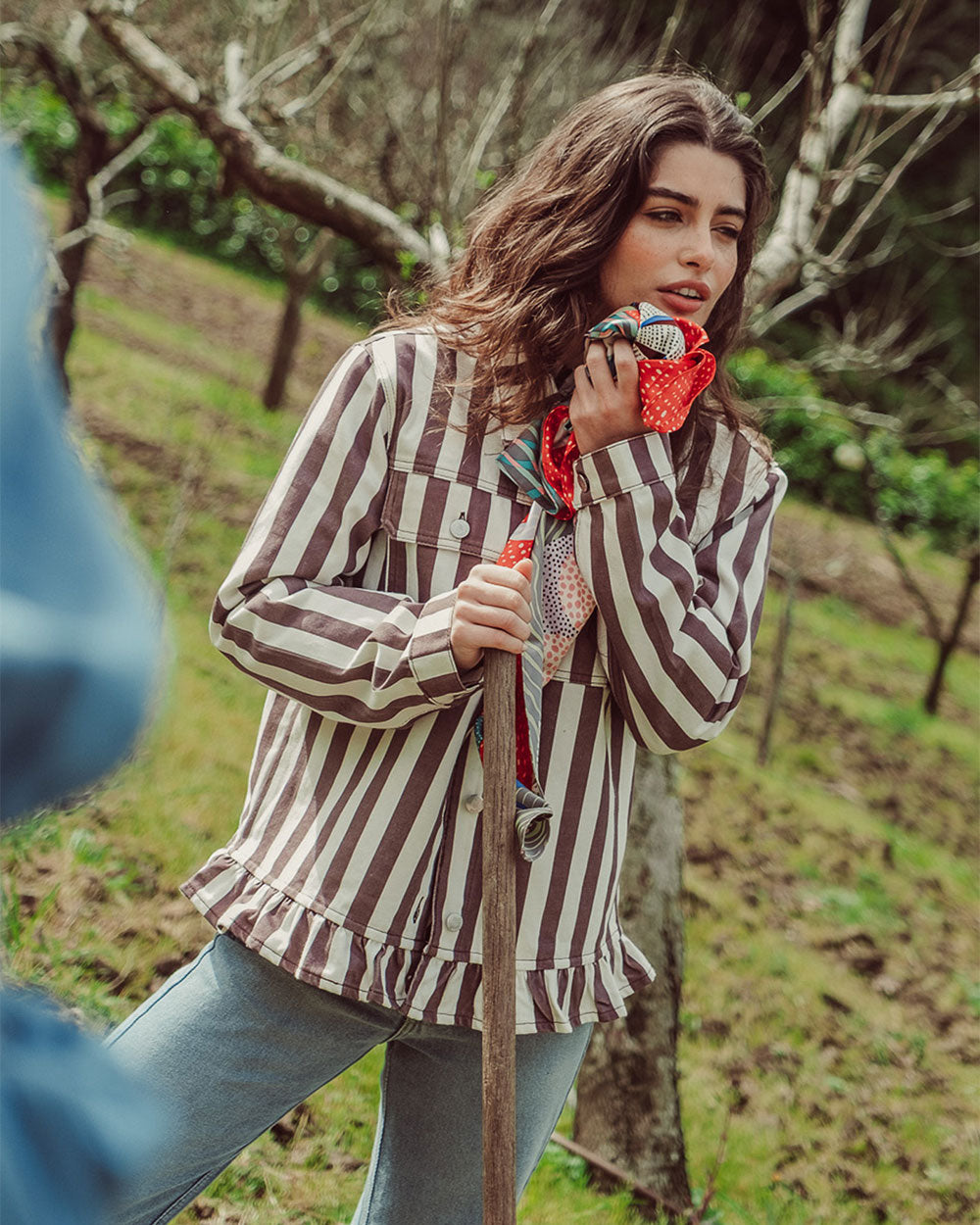 CHAQUETA MAREN COFFE STRIPES