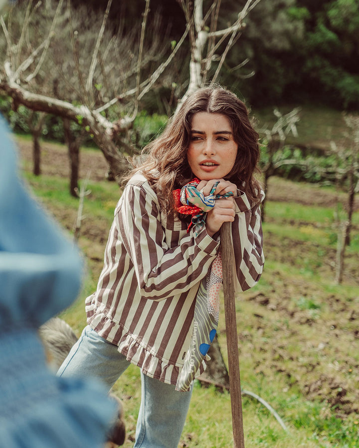 CHAQUETA MAREN COFFE STRIPES