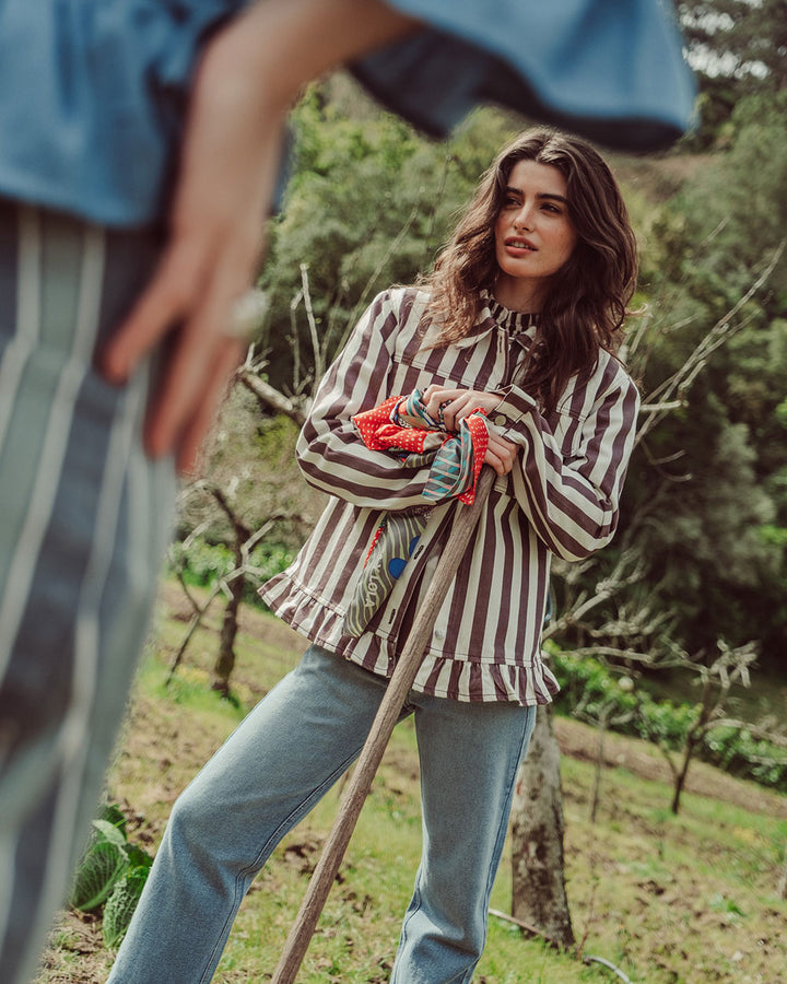 CHAQUETA MAREN COFFE STRIPES