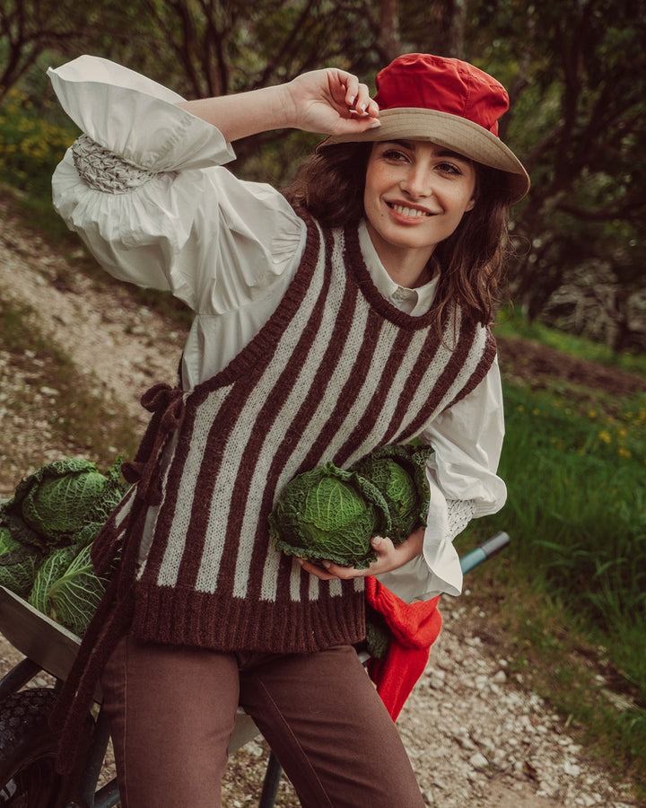 CHALECO ESME RAYAS CAFÉ