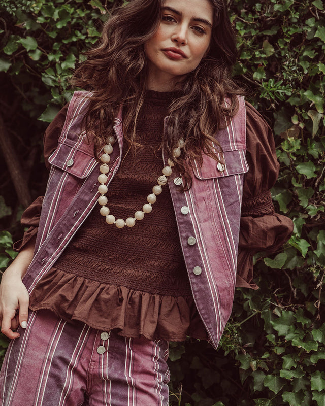 VEST RUNA BURGUNDY STRIPES