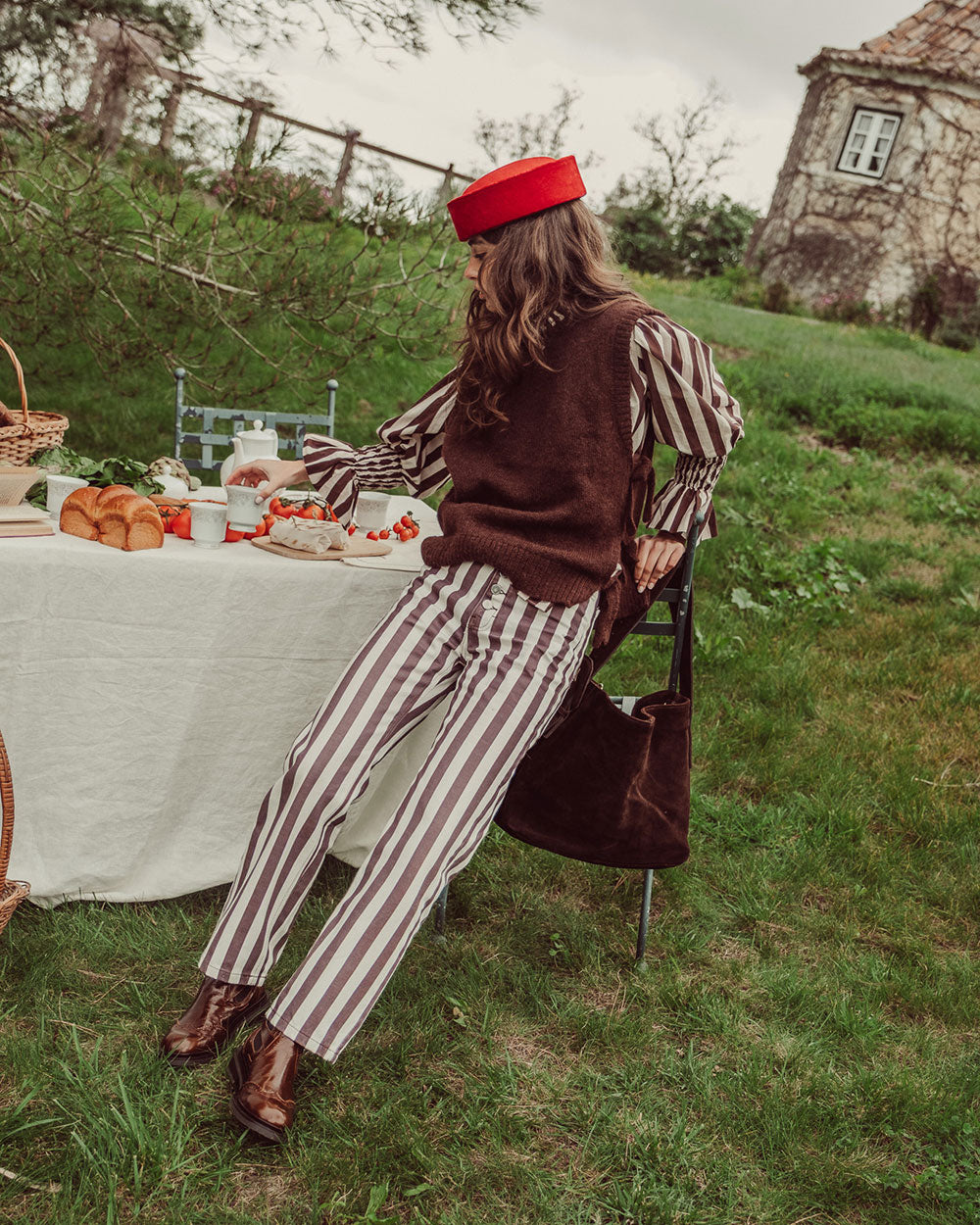 JEANS BRASS COFFEE STRIPES