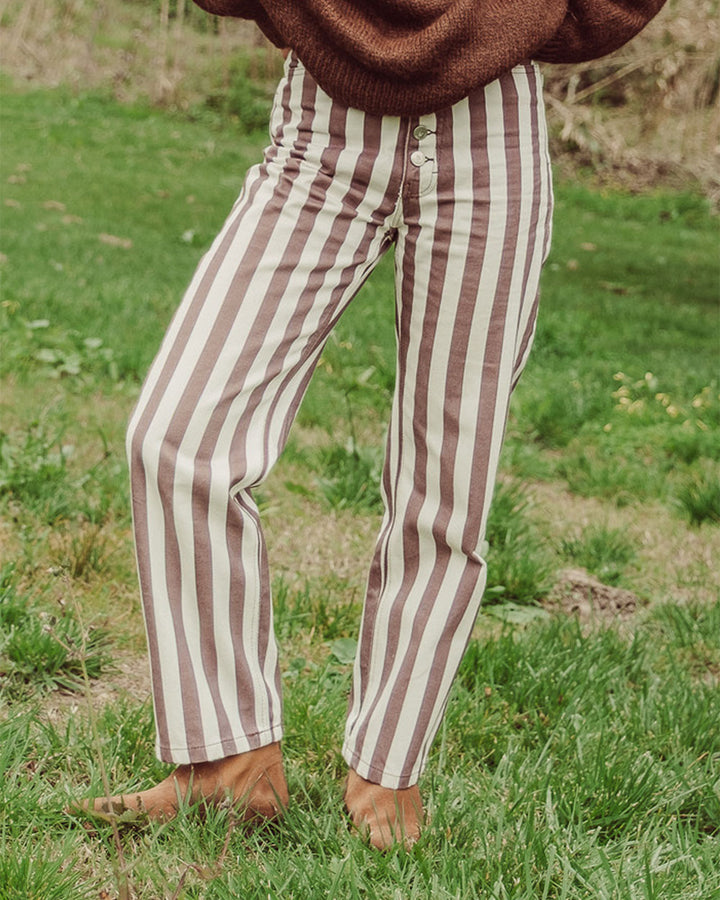 JEANS BRASS COFFEE STRIPES