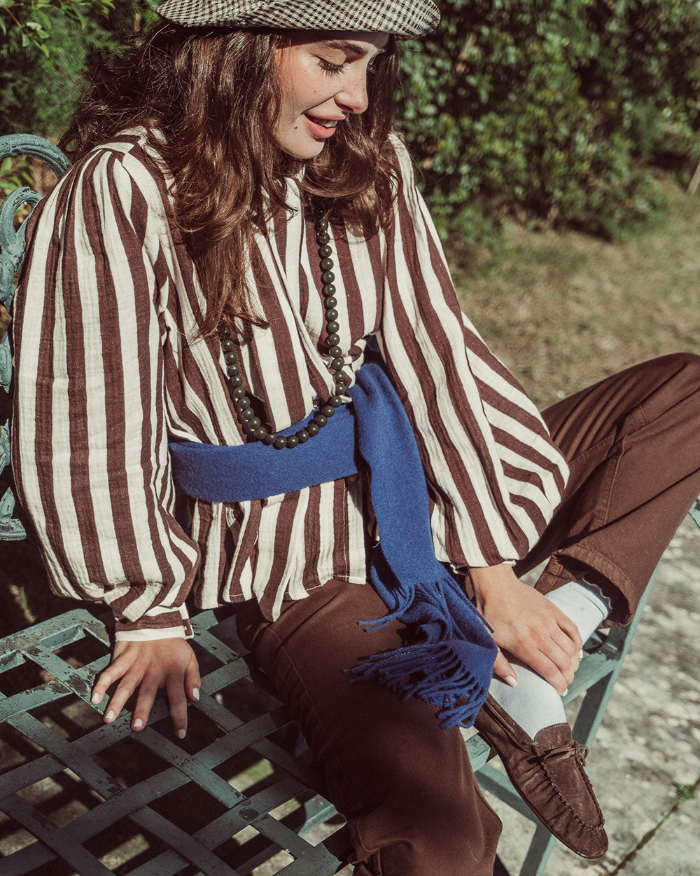BLUSA MOSS COFFE BEIGE STRIPES