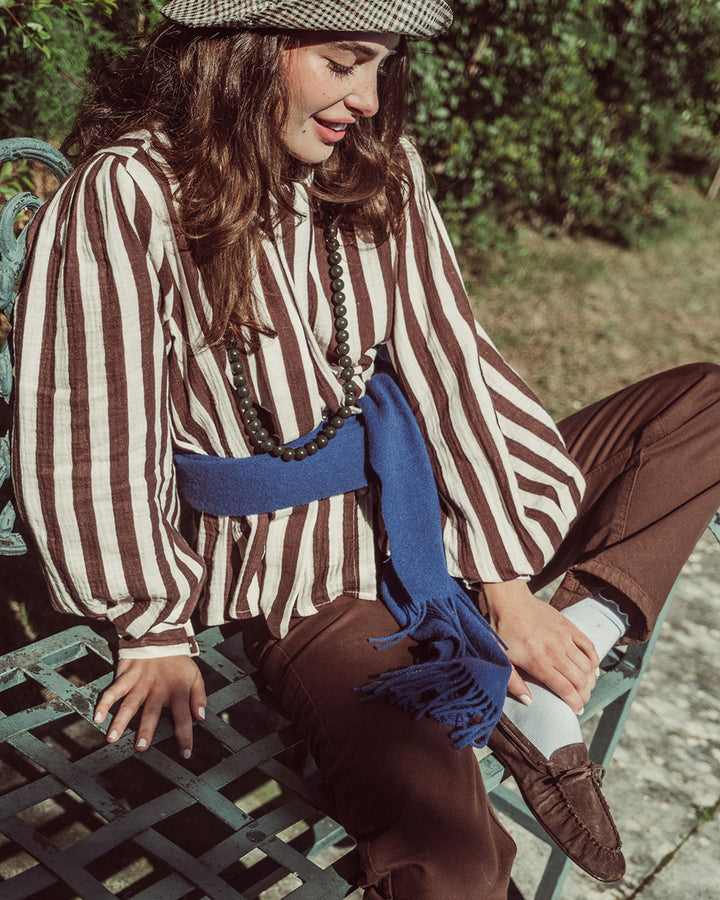 BLUSA MOSS COFFE BEIGE STRIPES