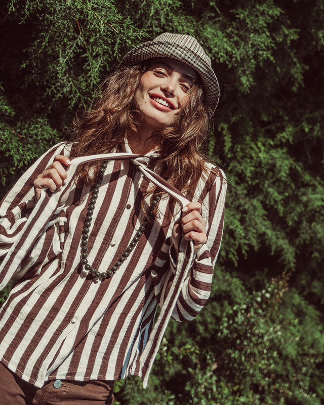 BLUSA MOSS COFFE BEIGE STRIPES PREVENTA