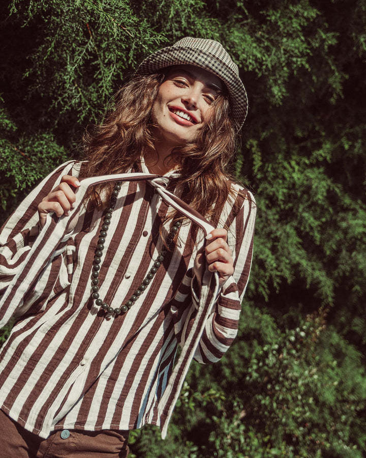 BLUSA MOSS COFFE BEIGE STRIPES