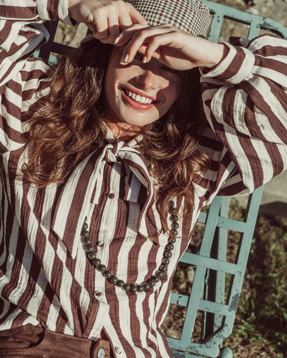 BLUSA MOSS COFFE BEIGE STRIPES