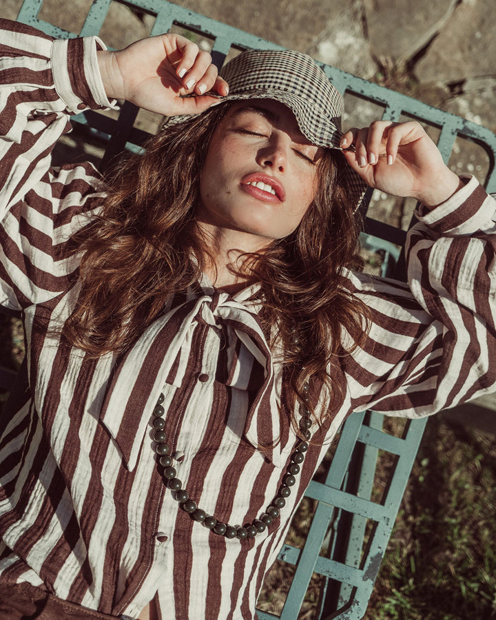 BLUSA MOSS COFFE BEIGE STRIPES