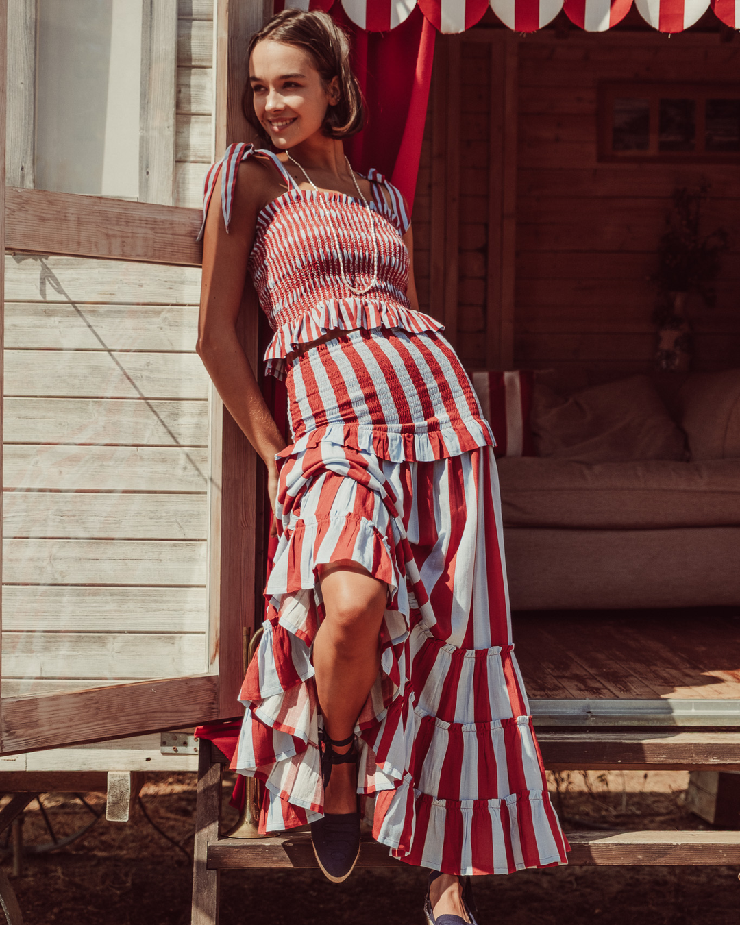 FALDA STRADA RED STRIPES